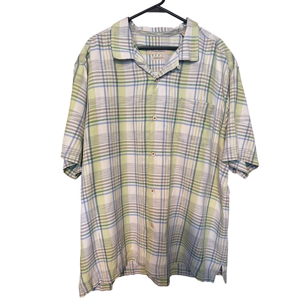 Tommy Bahama Summer Plaid Camp Shirt. Short Sleeve Button Down Size XXL